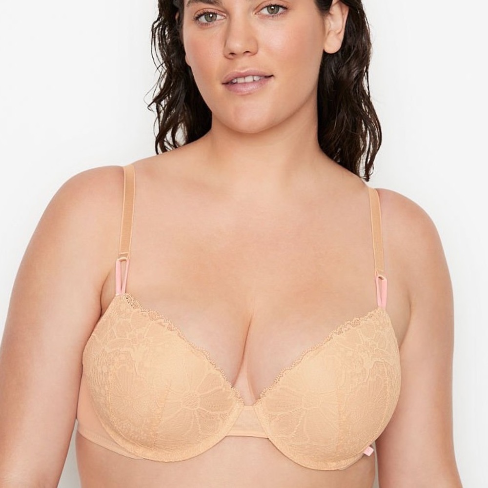NWT VICTORIA'S SECRET 40C Sexy Tee Lace Lightly-Lined Demi Bra (Champagne Lace)